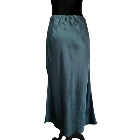 MADEWELL Drawstring Midi Slip Skirt Smokey Spruce Size 8 green 90’s Satin preppy - Picture 3 of 11